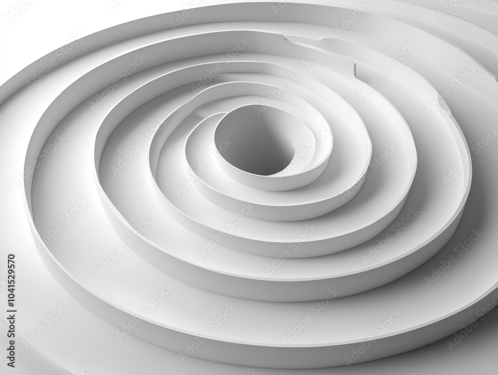 Obraz premium Abstract White Spiral Structure with Circular Layers