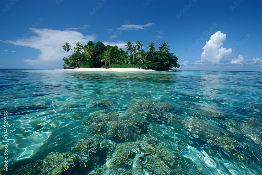 Fototapeta premium A small island in the middle of the ocean