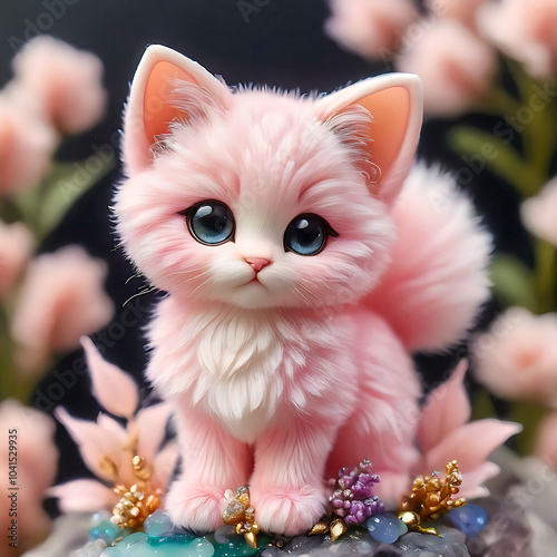 EXTREEM FLUFFY PINK BABY KITTEN photo