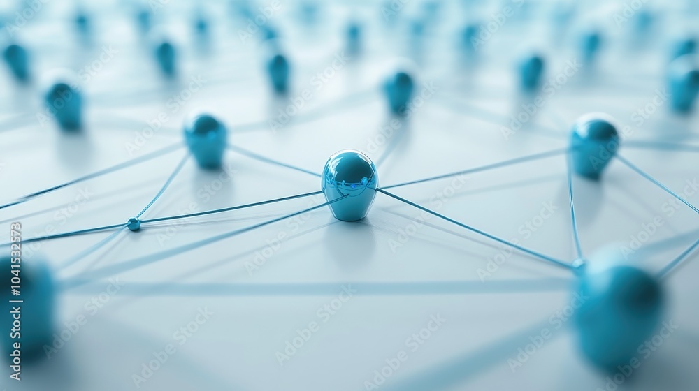 Blue networking nodes on a light gray background with ample copy space Blue networking nodes on a light gray background with ample copy space
