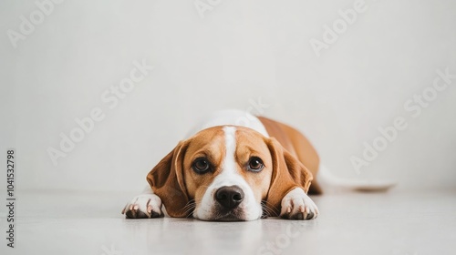 Charming dog resting in a minimalist environment