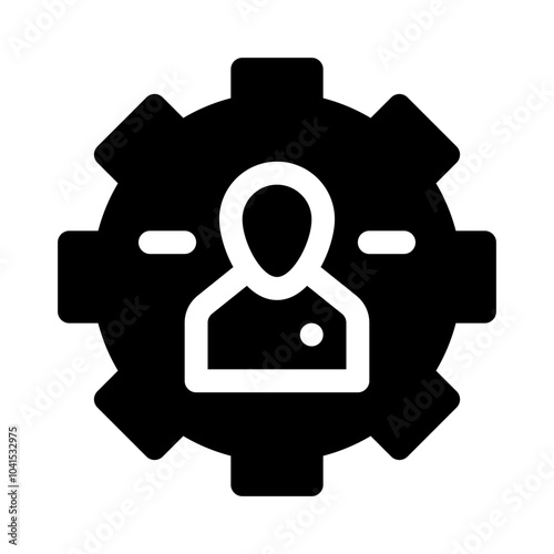 Gears connected by people glyph icon