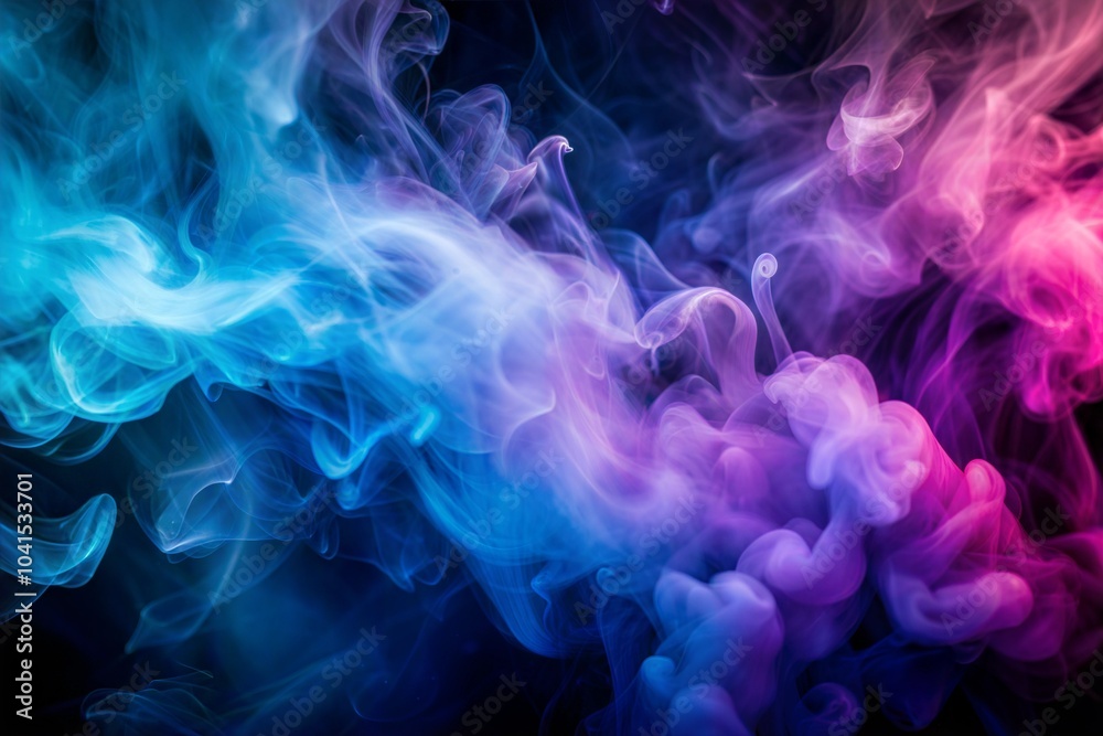 Fototapeta premium Vibrant smoke swirls in air creating dynamic abstract background with smoke texture