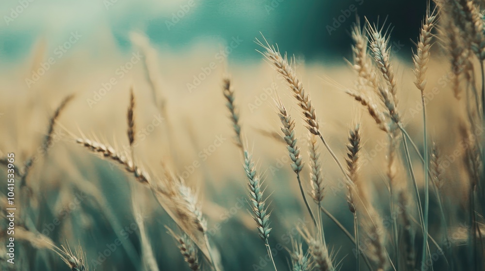 Fototapeta premium Close up of Wheat Stalks in a Calm Field