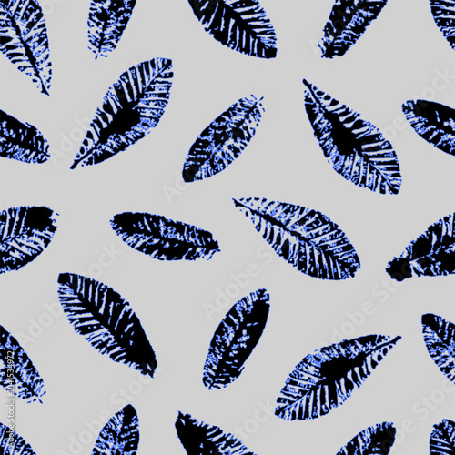 autumn leaf print pattern, pattern of imprint autumn leaves, pattern for fabric textile, imprint background, print leaves on gray background