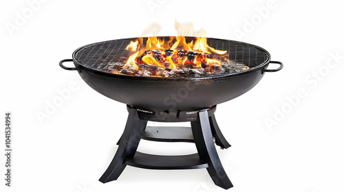 Grill with fire. Isolated on white background -