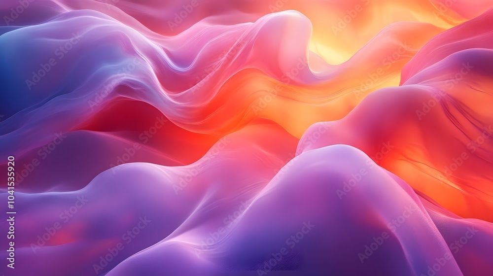 Obraz premium 3D wallpaper with abstract curves and flower patterns intertwined, modern and dynamic with soft pastel hues