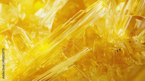 Bright yellow sodium chromate crystals under microscope 16mm image width photo