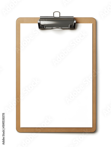 Empty blank clipboard with paper sheet isolated on white background