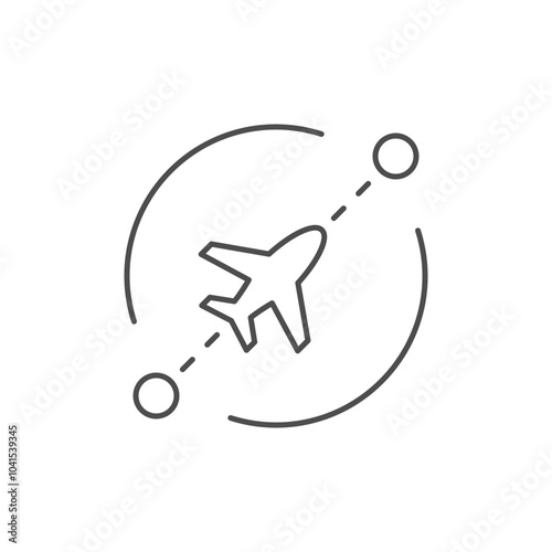 Plane route line outline icon