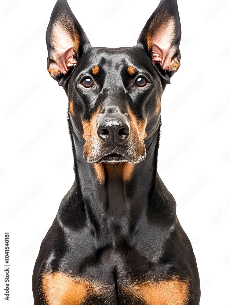 Doberman sitting, isolated on white background Doberman sitting, isolated on white background