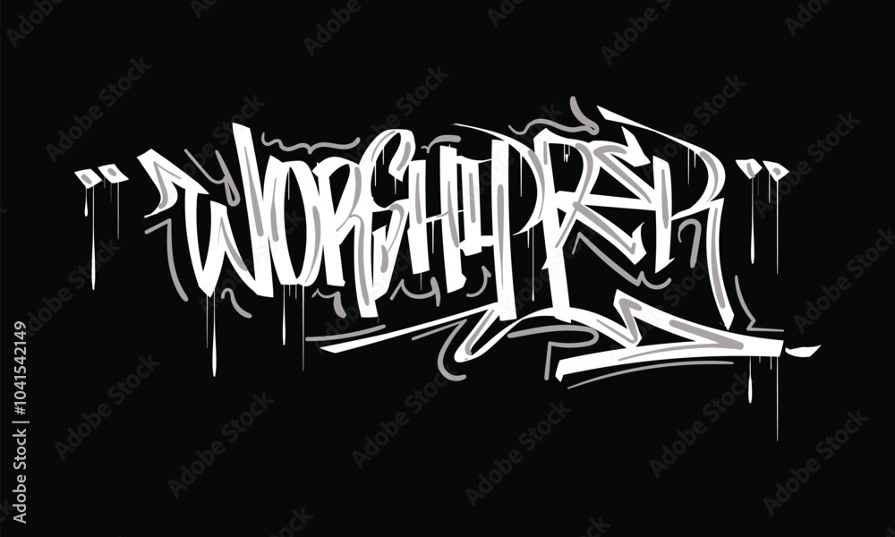 Fototapeta premium WORSHIPPER graffiti tag style design