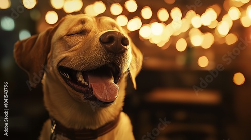 Dog Laughs Out Loud at a Party: Funny Image of Pets Having Fun photo