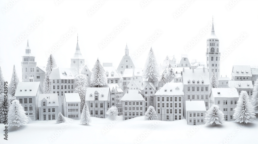 Obraz premium winter cityscape, snowy Christmas cityscape