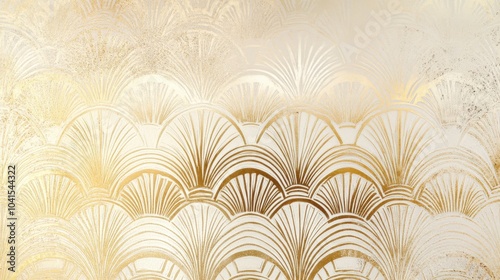 Paper with champagne gold texture and art deco pattern, offering a vintage metallic foil effect for sophisticated event invitations or glamorous wallpaper.