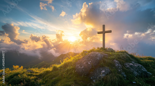 Cross on the hill, stock image