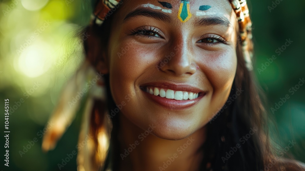 Close up portrait of a joyful young woman with indigenous features Close up portrait of a joyful young woman with indigenous features