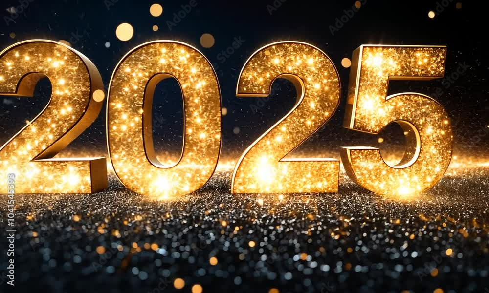 Festive 2025 New Year video celebration background with shimmering golden glitter Festive 2025 New Year video celebration background with shimmering golden glitter