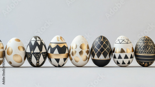 White and silver eggs, isolated background photo