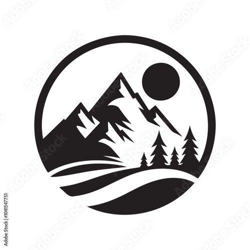 Crisp Winter Mountain Silhouette Vectors for T-shirt, Mug, and Poster Designs