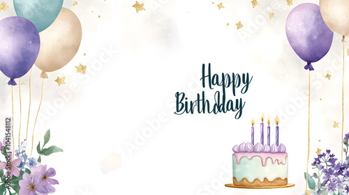 A Vibrant and Cheerful Birthday Card Design for a Young Woman's Special Day Filled with Soft Pastel Colors, Joyful Elements, and Streamers.