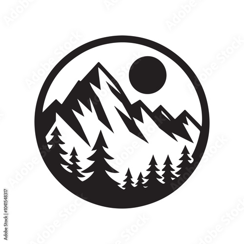 Crisp Winter Mountain Silhouette Vectors for T-shirt, Mug, and Poster Designs