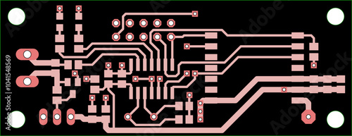 Tracing conductors of printed circuit board
of electronic device. Vector engineering 
drawing of pcb design. Electric background.
Computer technic cad project.