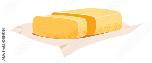 Cut butter. Dairy farm organic product. Flat illustration