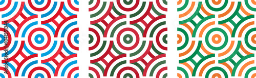 luxembourg, hungary and ireland flags pattern. mandala background set. vector illustration
