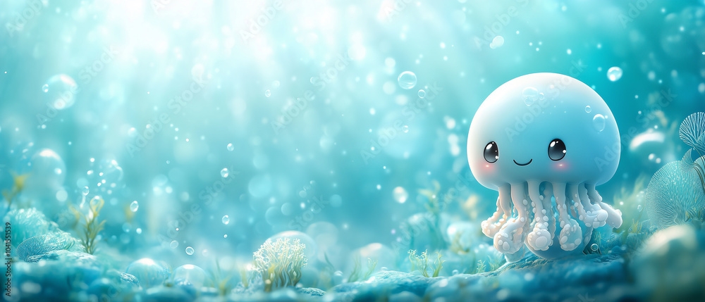 Cute Jellyfish in Ocean. Cute Jellyfish in Ocean.