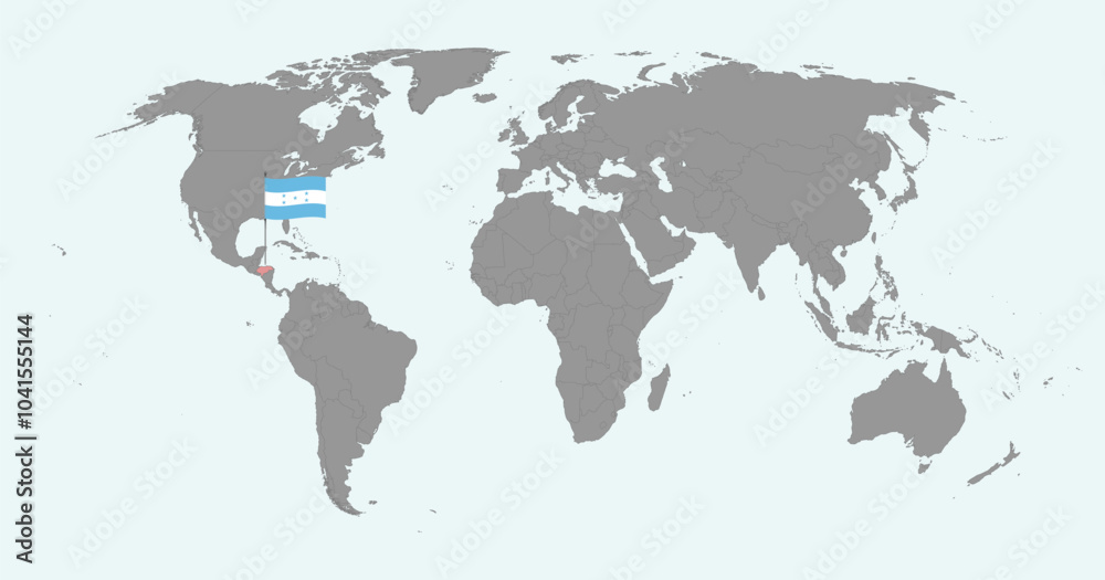 Pin map with Honduras flag on world map. Vector illustration. Pin map with Honduras flag on world map. Vector illustration.