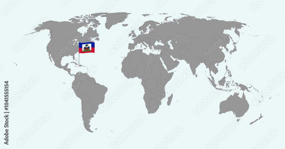 Naklejka premium Pin map with Haiti flag on world map. Vector illustration.