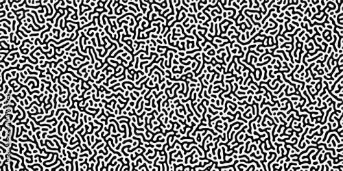 Organic seamless patterns with rounded lines Diffusion reaction background. Monochrome background of natural organic forms motion. Overlay template abstract Turing organic wallpaper background.