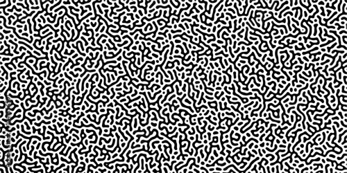 Organic seamless patterns with rounded lines Diffusion reaction background. Monochrome background of natural organic forms motion. Overlay template abstract Turing organic wallpaper background.