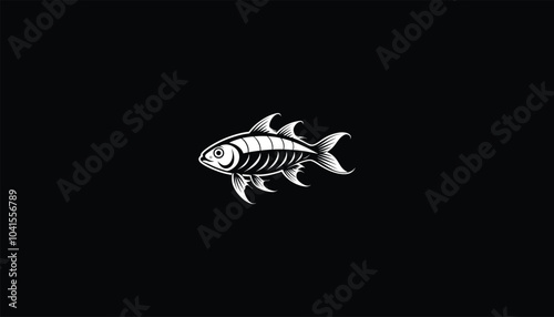 Sea Roach Image, Circle Design, Black Background, White Outline, Unique Marine Insect Illustration