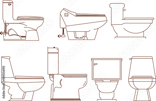 illustration design sketch completeness vector image collection of modern minimalist bathroom toilets