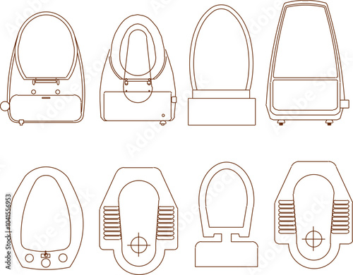 illustration design sketch completeness vector image collection of modern minimalist bathroom toilets