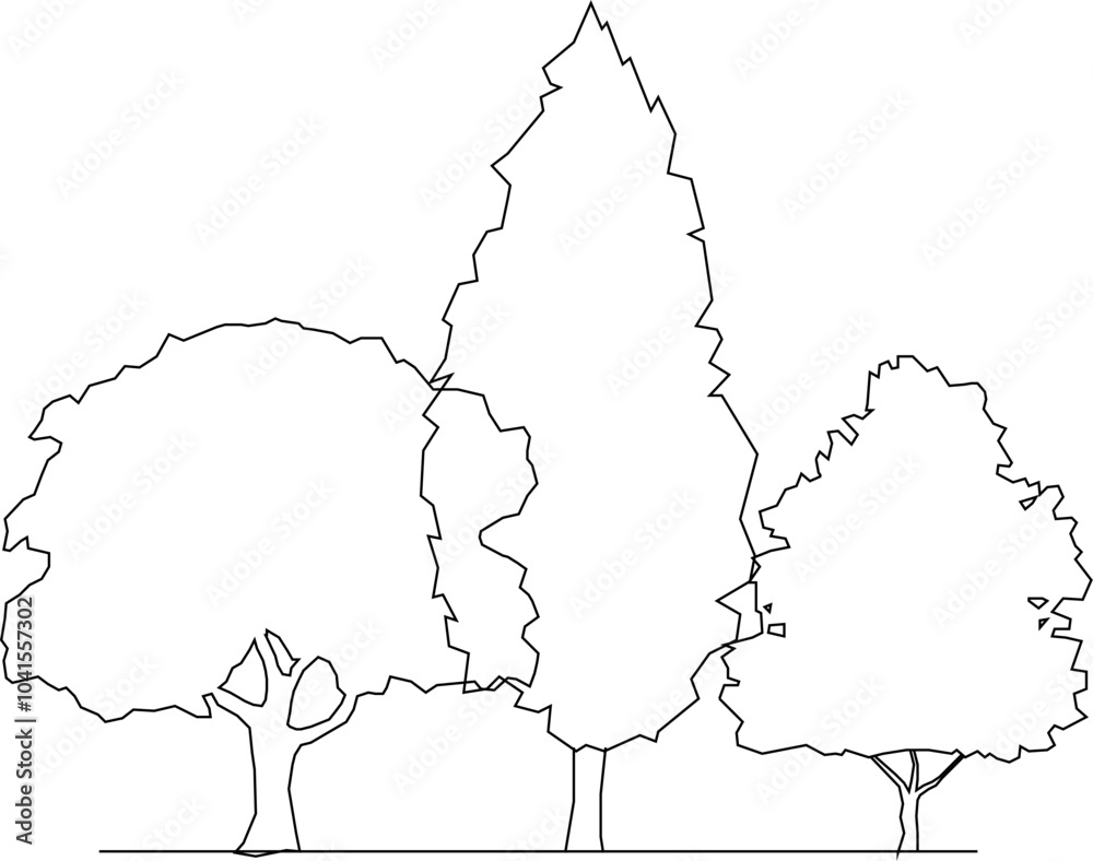 illustration design vector sketch image of tree plants in parks and forests for city greening illustration design vector sketch image of tree plants in parks and forests for city greening