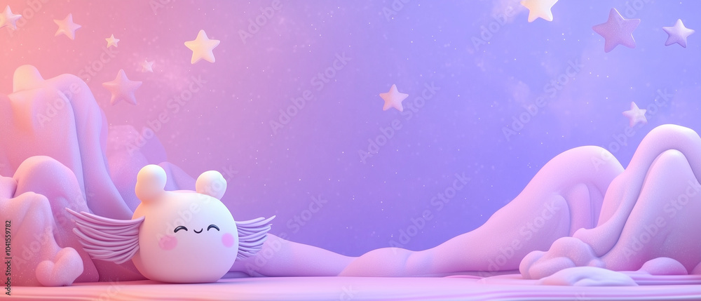 Cute 3D Character in a Starry Sky. Cute 3D Character in a Starry Sky.