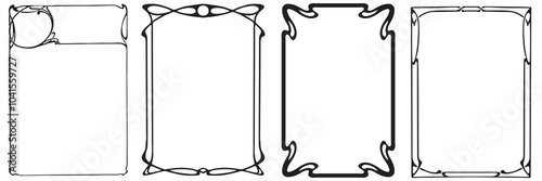 Frames with style Art Nouveau ornament vector set.