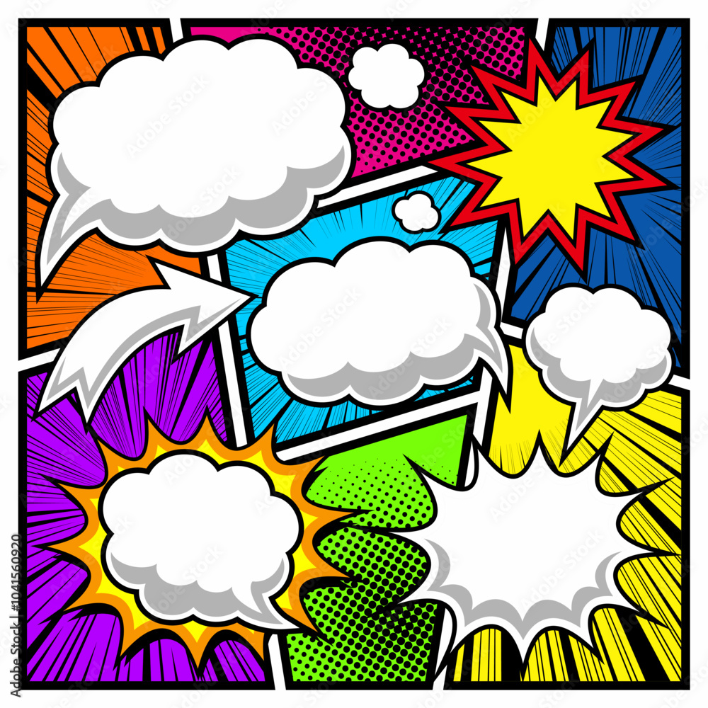 comic background with colorful speech bubble set comic background with colorful speech bubble set