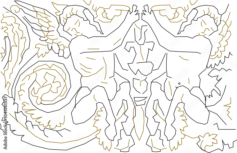 Obraz premium vector sketch illustration silhouette design ornament pattern animal mythology classic vintage ethnic traditional roman greek