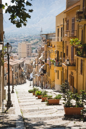 narrow street in the town in Sicily