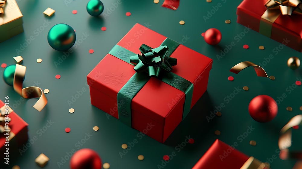 3D Festive Christmas Gifts on Colorful Background 3D Festive Christmas Gifts on Colorful Background