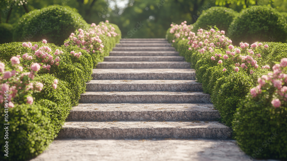 Stone Steps Leading Up Through a Lush Garden Stone Steps Leading Up Through a Lush Garden