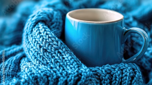 Blue scarf and cozy blue mug