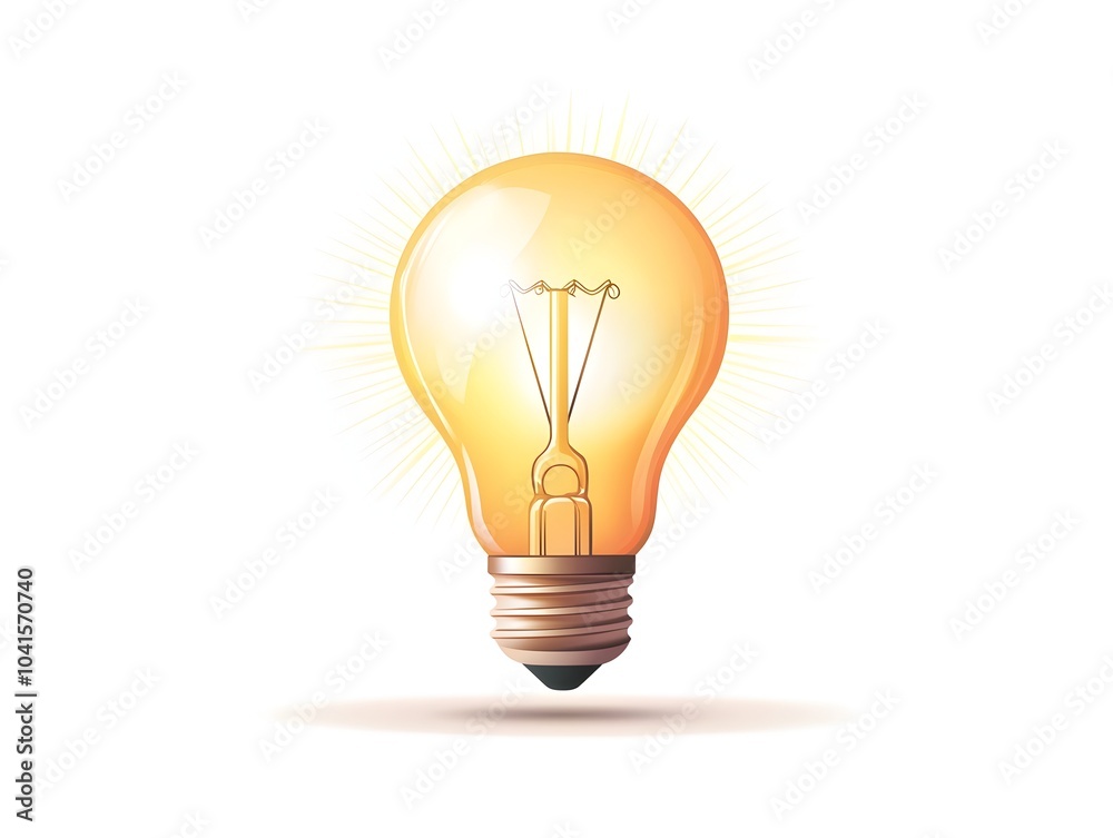Glowing Light Bulb Icon Representing Ideas Innovation and Creativity on a White Background Glowing Light Bulb Icon Representing Ideas Innovation and Creativity on a White Background