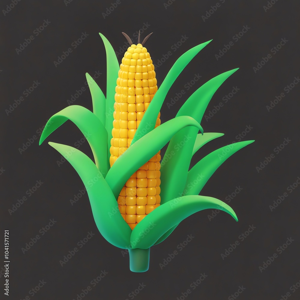 Obraz premium 3D Render of a Corn Cob with Green Husks