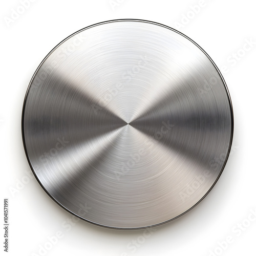 Metallic brushed steel circle, aluminum texture isolated