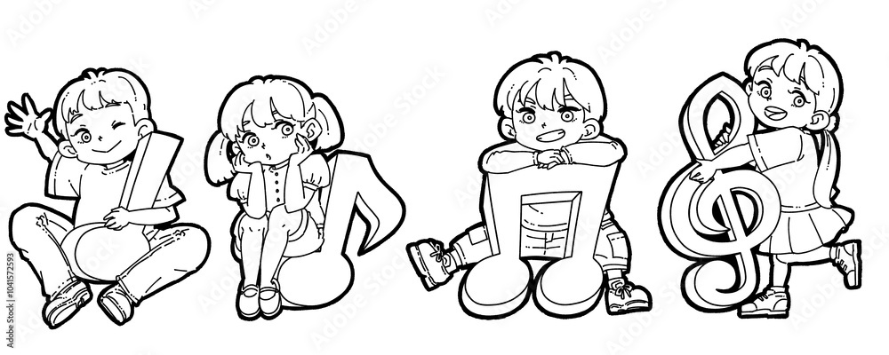 音符と子どもたちのイラスト 音符と子どもたちのイラスト